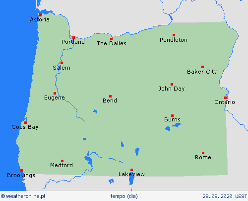 visão geral Oregon América do Norte mapas de previsão