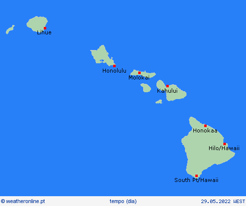 visão geral Havaí América do Norte mapas de previsão
