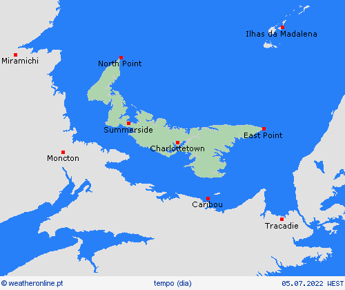 visão geral Ilhas do Príncipe Eduardo América do Norte mapas de previsão