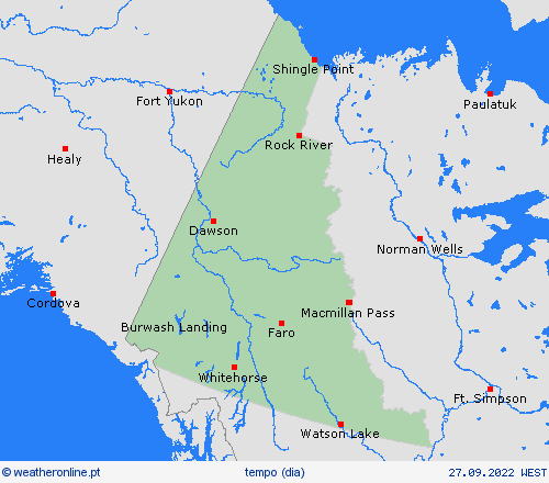 visão geral Yukon América do Norte mapas de previsão