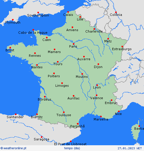 visão geral França Europa mapas de previsão