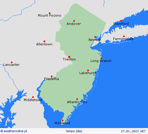 visão geral Nova Jersey América do Norte mapas de previsão