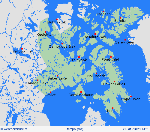 visão geral Nunavut América do Norte mapas de previsão