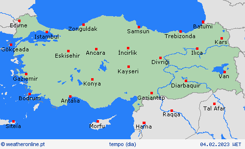 visão geral Turquia Europa mapas de previsão