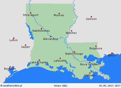 visão geral Luisiana América do Norte mapas de previsão