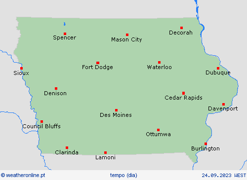 visão geral Iowa América do Norte mapas de previsão