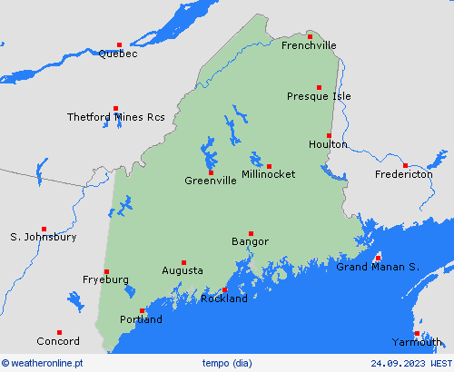 visão geral Maine América do Norte mapas de previsão