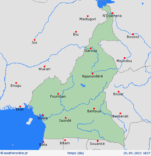 visão geral Camarões África mapas de previsão
