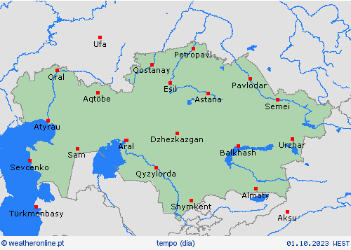 visão geral Cazaquistão Ásia mapas de previsão