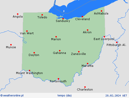 visão geral Ohio América do Norte mapas de previsão