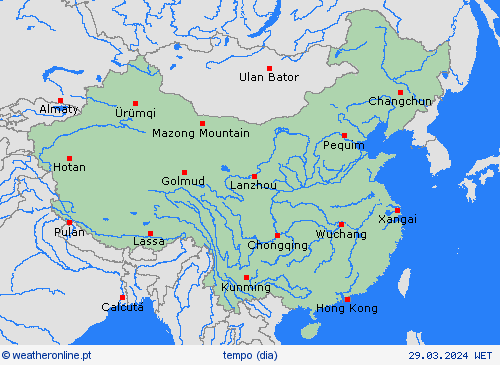 visão geral China Ásia mapas de previsão