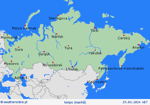 visão geral Rússia Ásia mapas de previsão