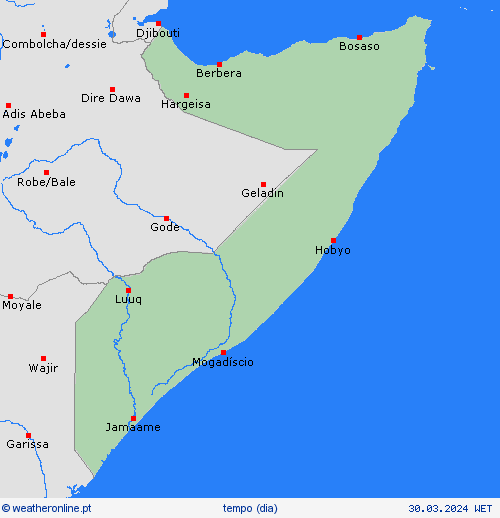 visão geral Somália África mapas de previsão