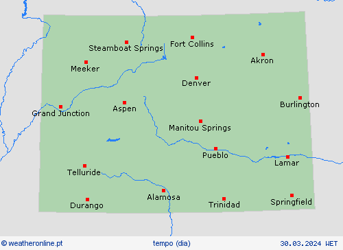 visão geral Colorado América do Norte mapas de previsão