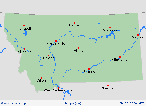 visão geral Montana América do Norte mapas de previsão