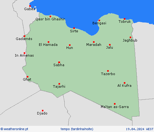 visão geral Líbia África mapas de previsão