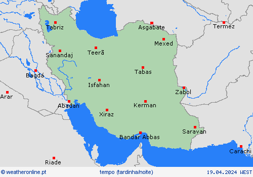 visão geral Irão Ásia mapas de previsão