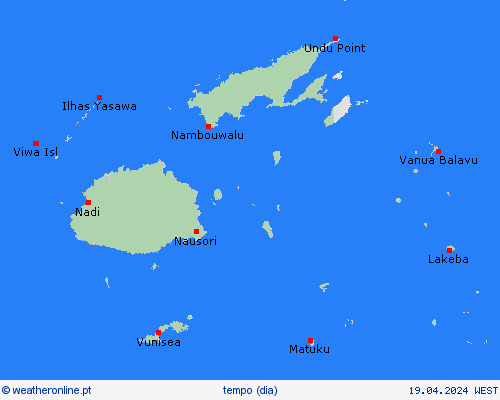 visão geral Fiji Oceânia mapas de previsão