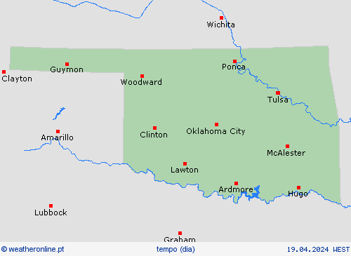 visão geral Oklahoma América do Norte mapas de previsão