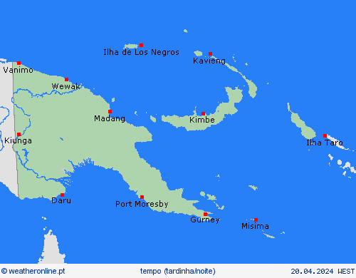 visão geral Papua-Nova Guiné Oceânia mapas de previsão