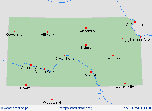 visão geral Kansas América do Norte mapas de previsão