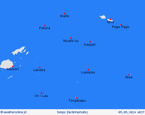 visão geral Samoa Americana Oceânia mapas de previsão