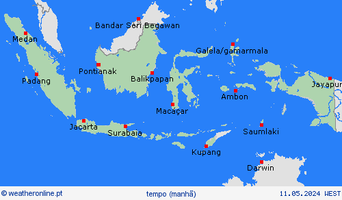 visão geral Indonésia Ásia mapas de previsão