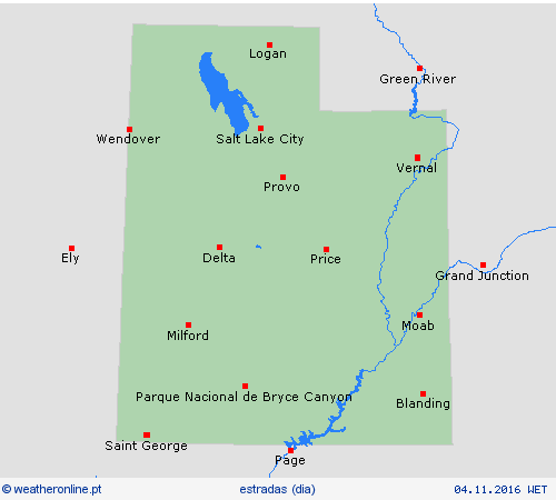 condições meteorológicas na estrada Utah América do Norte mapas de previsão
