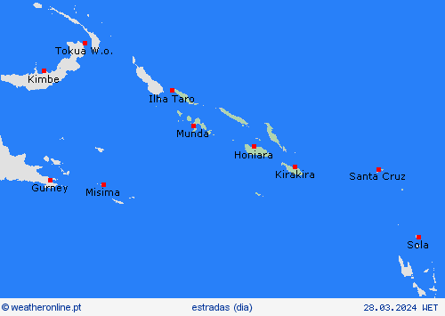 condições meteorológicas na estrada Ilhas Salomão Oceânia mapas de previsão