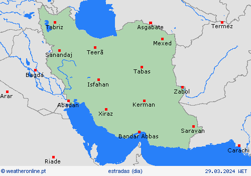 condições meteorológicas na estrada Irão Ásia mapas de previsão