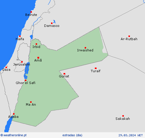 condições meteorológicas na estrada Jordânia Ásia mapas de previsão
