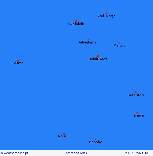 condições meteorológicas na estrada Ilhas Marshall Oceânia mapas de previsão