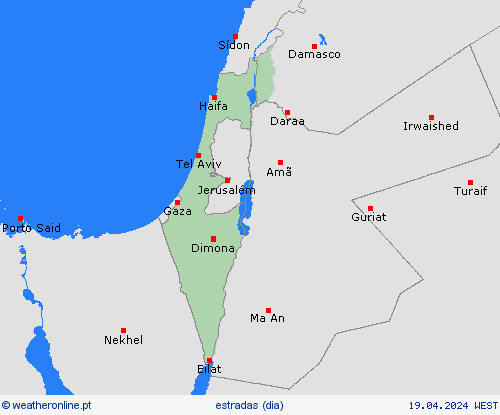 condições meteorológicas na estrada Israel Ásia mapas de previsão