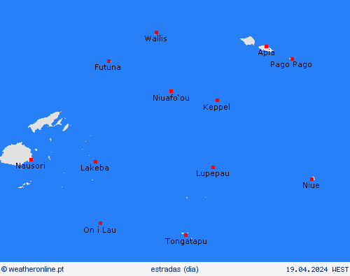 condições meteorológicas na estrada Samoa Americana Oceânia mapas de previsão