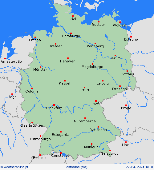 condições meteorológicas na estrada Alemanha Europa mapas de previsão