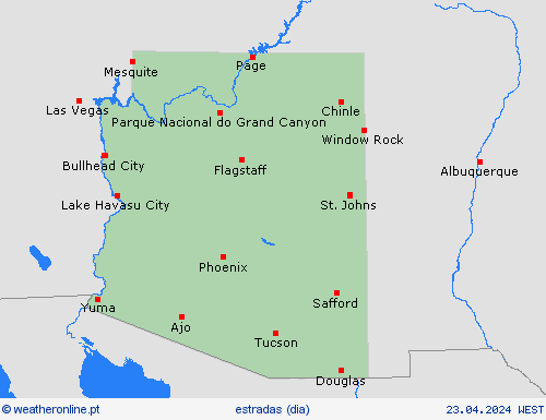 condições meteorológicas na estrada Arizona América do Norte mapas de previsão