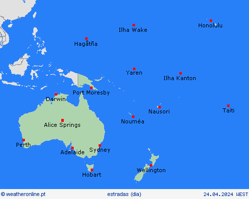 condições meteorológicas na estrada  Oceânia mapas de previsão