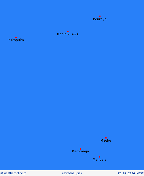 condições meteorológicas na estrada Ilhas Cook Oceânia mapas de previsão