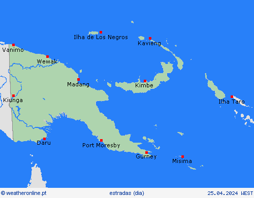 condições meteorológicas na estrada Papua-Nova Guiné Oceânia mapas de previsão