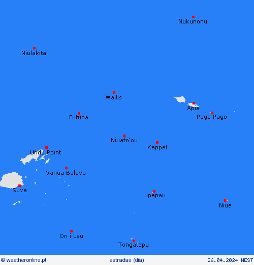 condições meteorológicas na estrada Wallis e Futuna Oceânia mapas de previsão
