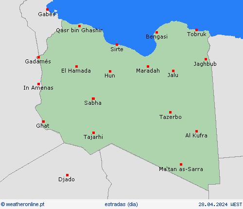 condições meteorológicas na estrada Líbia África mapas de previsão