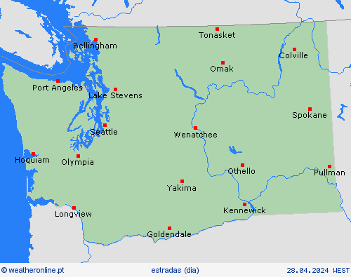 condições meteorológicas na estrada Washington América do Norte mapas de previsão
