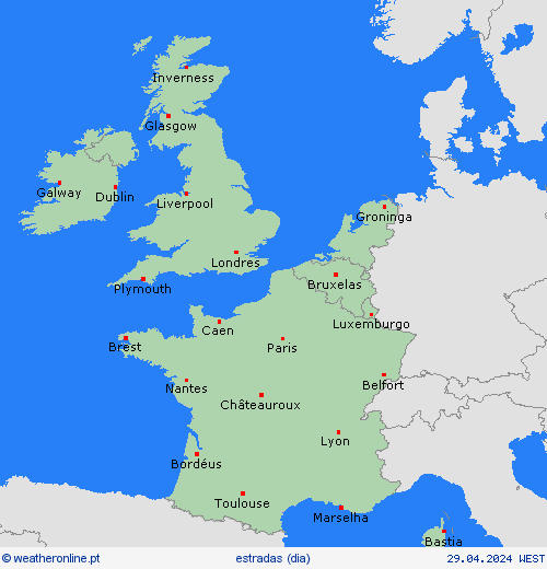 condições meteorológicas na estrada  Europa mapas de previsão