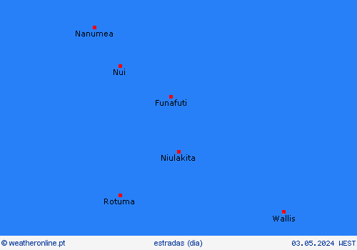 condições meteorológicas na estrada Tuvalu Oceânia mapas de previsão