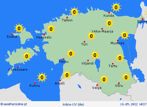 índice-uv Estónia Europa mapas de previsão