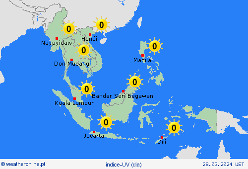 índice-uv  Ásia mapas de previsão