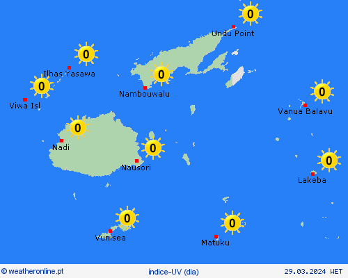 índice-uv Fiji Oceânia mapas de previsão