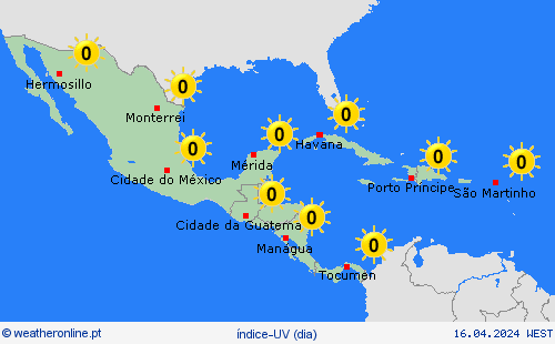 índice-uv  América Central mapas de previsão