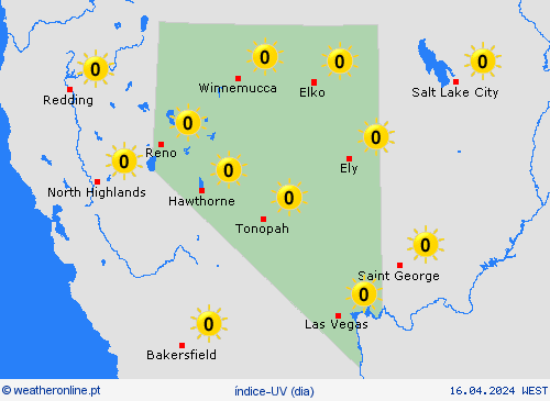 índice-uv Nevada América do Norte mapas de previsão