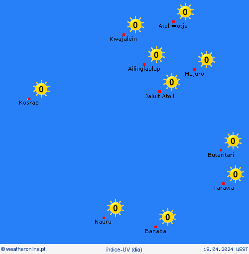 índice-uv Ilhas Marshall Oceânia mapas de previsão